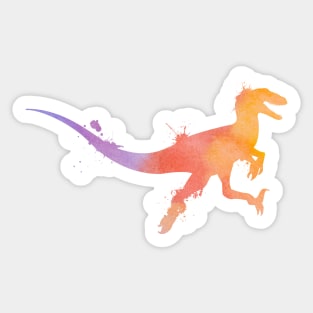 Utahraptor or Velociraptor Jumping Watercolor Sticker